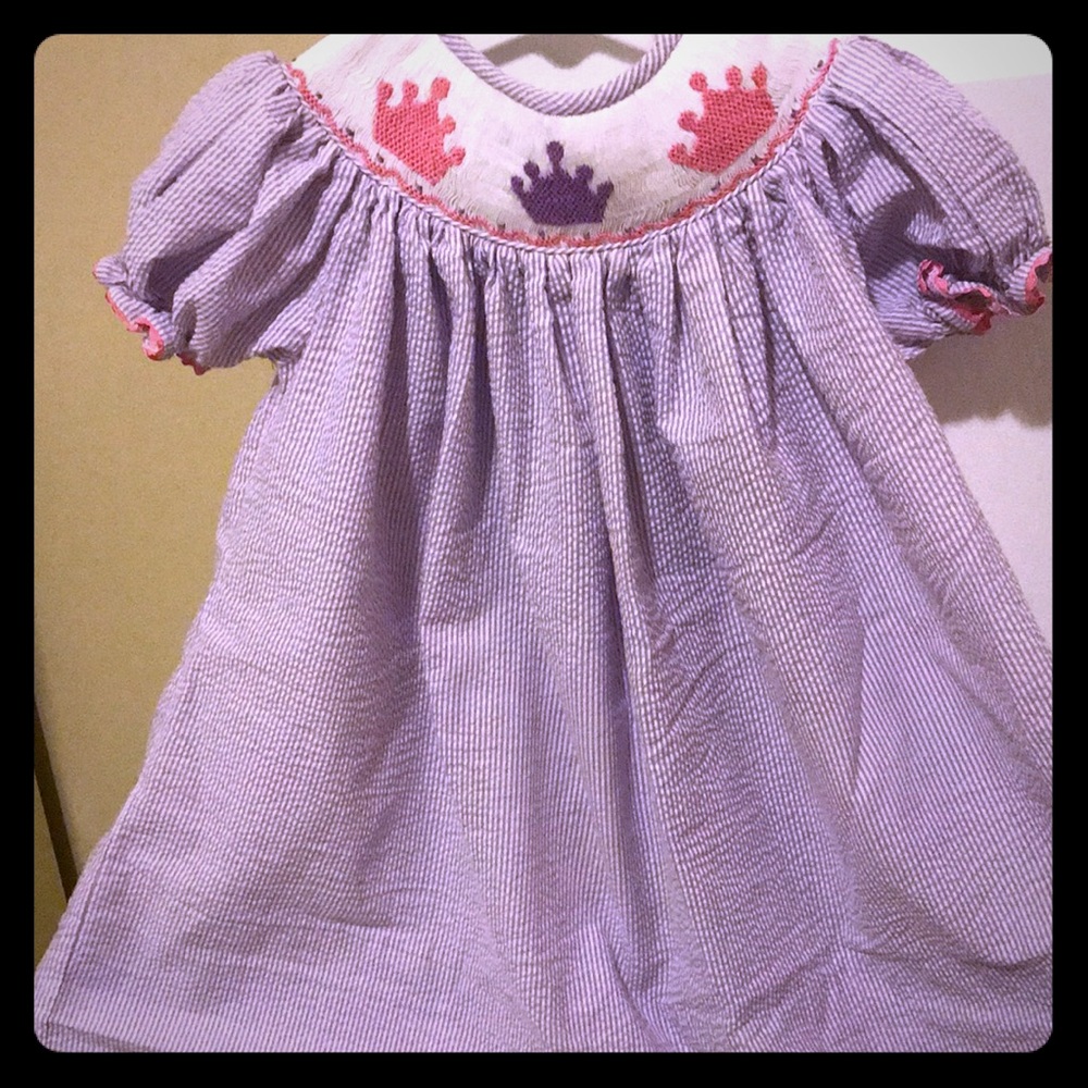 Smocked princess crown dress 18m